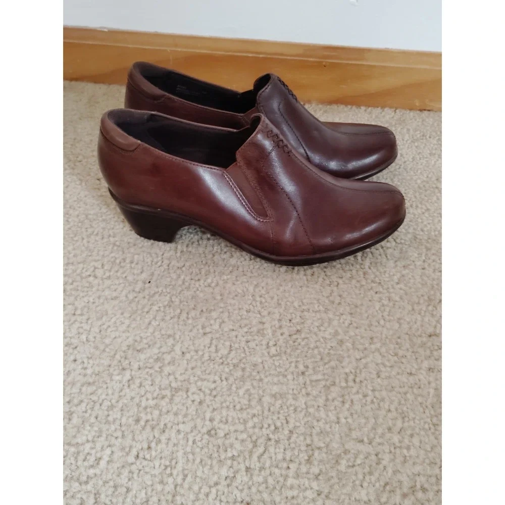Clarks Unstructured Un.Loop‎ 80443 Women 7 Brown Leather Slip‑On Comfort Shoes